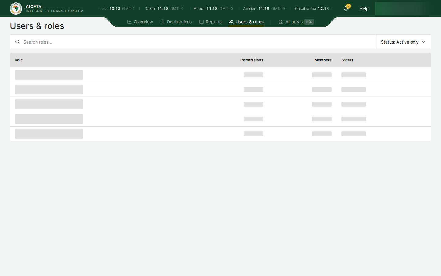 The Roles address opened by a State Party administrator: placeholder rows that never fill